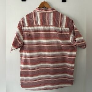 Men’s Sz L Red Head Brand Co Striped Button Down Shirt Short Sleeve 100% Cotton